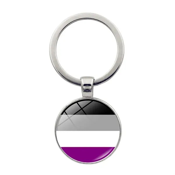 LGBT Pride Rainbow Glass Keychain 2 1/3"x1"