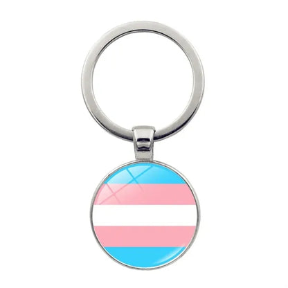 LGBT Pride Rainbow Glass Keychain 2 1/3"x1"