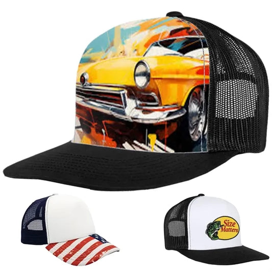 5 Panel Sublimation Polyester Mesh Back Trucker Cap Snapback