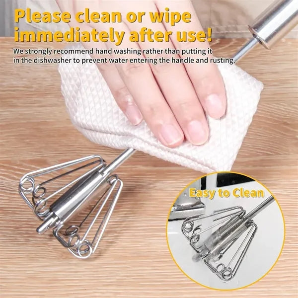 12" Stainless Steel Egg Rotary Whisk Mixer