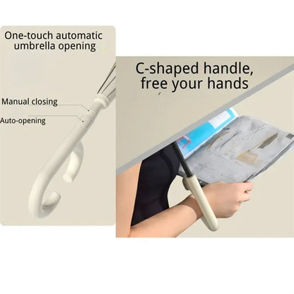 Inverted Umbrella with Reflective Stripe & C-Shaped Handle