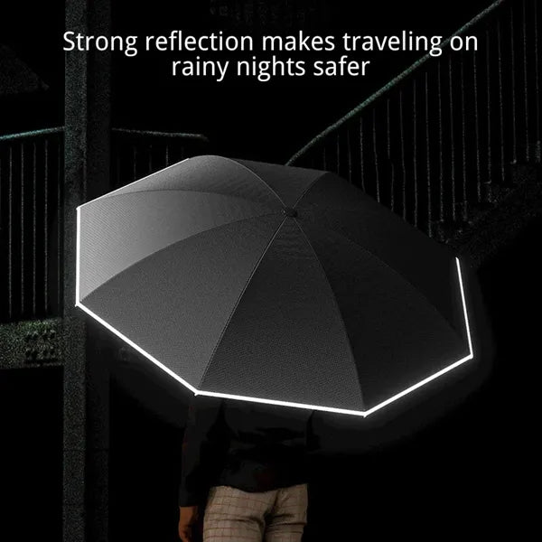 Inverted Umbrella with Reflective Stripe & C-Shaped Handle