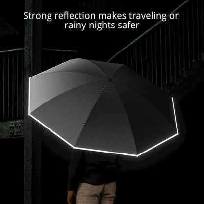 Inverted Umbrella with Reflective Stripe & C-Shaped Handle
