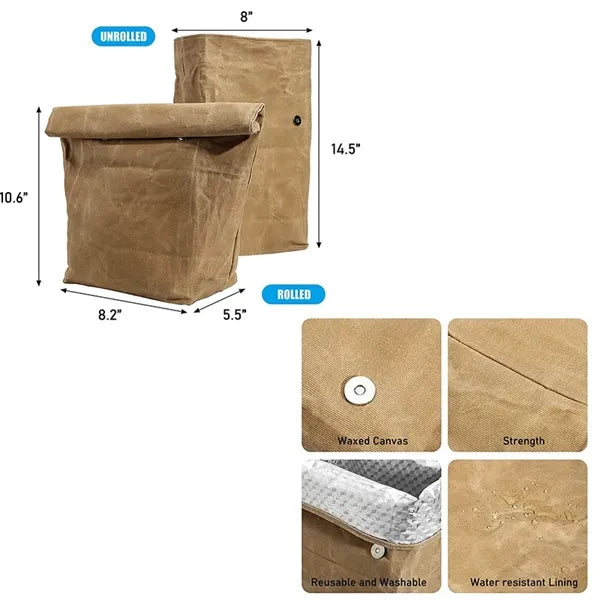 Waxed Canvas Insulated Lunch Bag