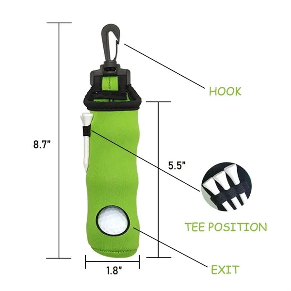 Neoprene Golf Ball & Tee Holder With Clip
