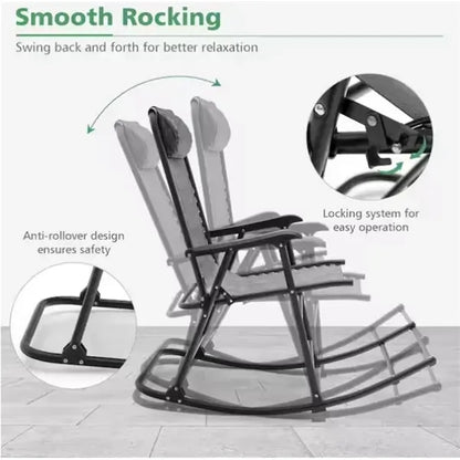 Outsunny Headrest Folding Rocking Chair