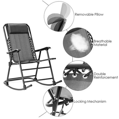 Outsunny Headrest Folding Rocking Chair