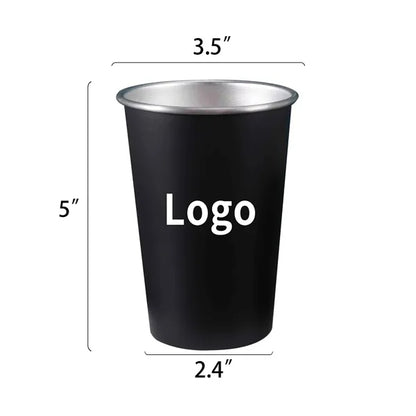 16oz Black Stainless Steel  Pint Cup