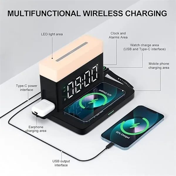 Wireless Charging Station With Alarm Clock