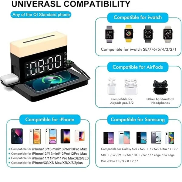 Wireless Charging Station With Alarm Clock