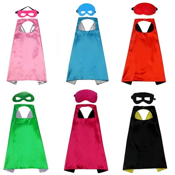 Child Hero Satin Cape With Mask