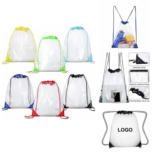 Clear PVC Drawstring Bag-Adjustable & Easy Carry