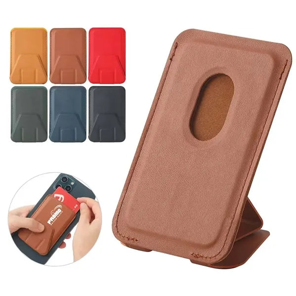 Magnetic Card Holder Leather Wallet Phone Stand