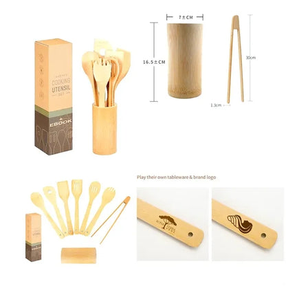 Bamboo Kitchen Utensils Eight-Piece Set