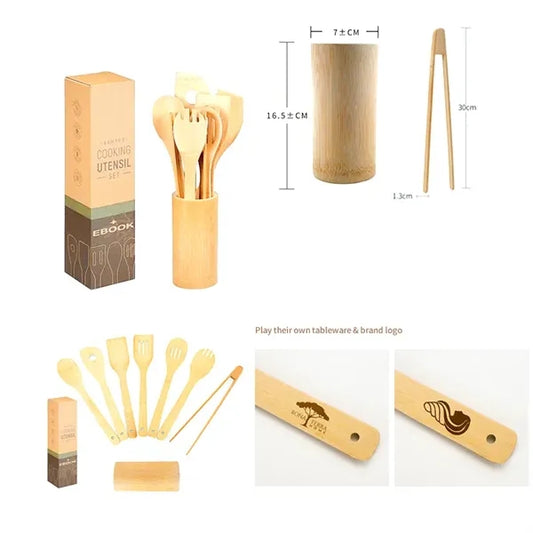 Bamboo Kitchen Utensils Eight-Piece Set