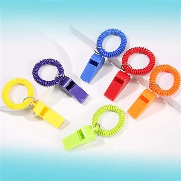 Coaches Referees Whistle with Coiled Bracelet Keychain