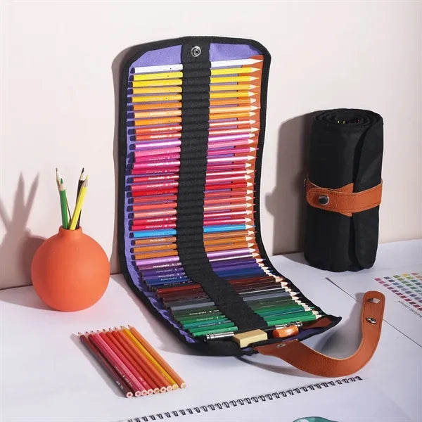 50 Colored Pencils Roll Kit
