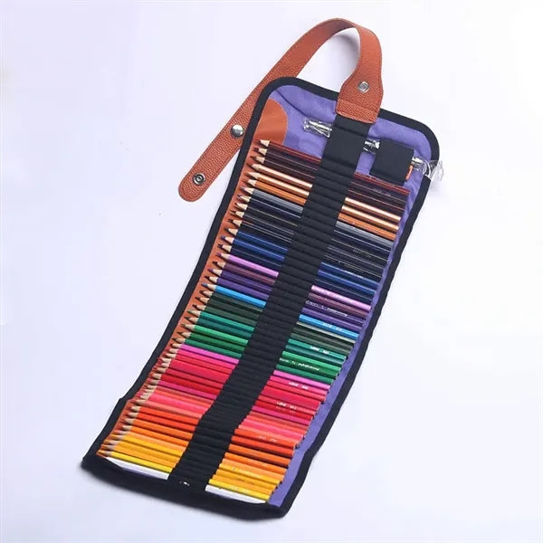 50 Colored Pencils Roll Kit