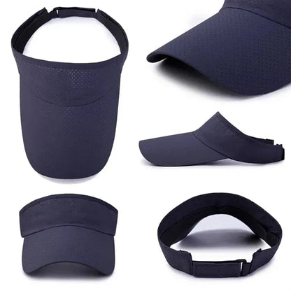 Polyester Sun Visor Hats Wide Brim Adjustable Sports Caps