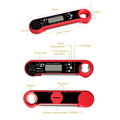 Instant Read Meat Digital Thermometer  Collapsible Probe