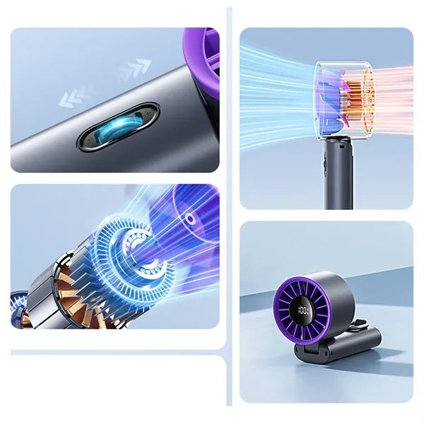 100 Speeds LED Display Handheld Fan