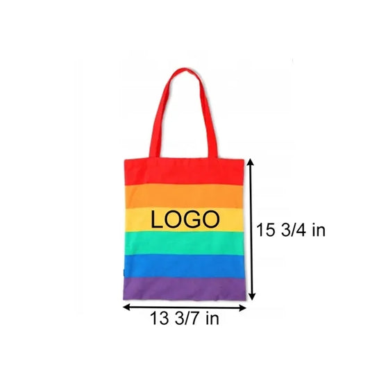 LGBT Pride Love Canvas Rainbow Tote Bag 13 3/8"x15 3/4"