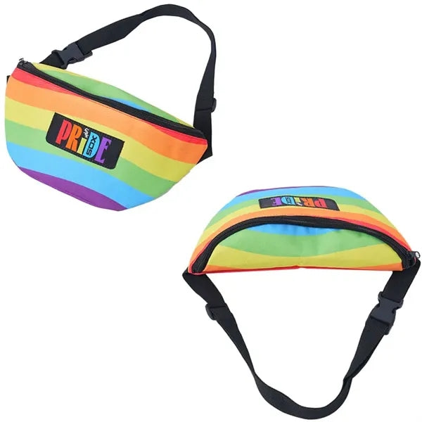 LGBT Pride 600D Oxford Rainbow Fanny Pack 11 1/4"x5 3/4"x3"