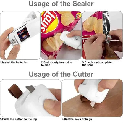 2 in 1 Bag Sealer Heat Seal With Cutter