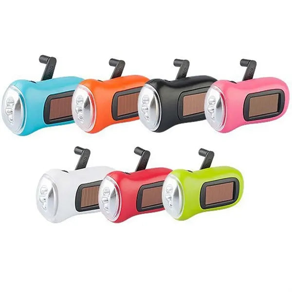 Hand Mini Crank Light Solar Power LED Flashlight