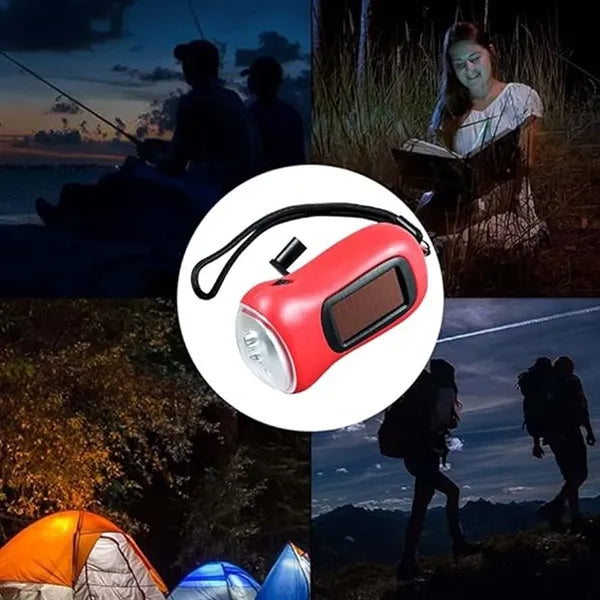 Hand Mini Crank Light Solar Power LED Flashlight