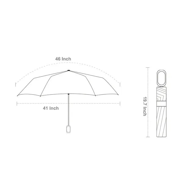 46" Arc Reflective Two-Fold Umbrella with Carabiner Handle