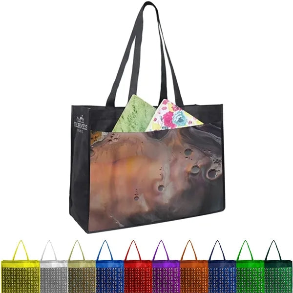 PET Non-Woven Tote Bag Sublimated Front Pocket (18"x16"x5")