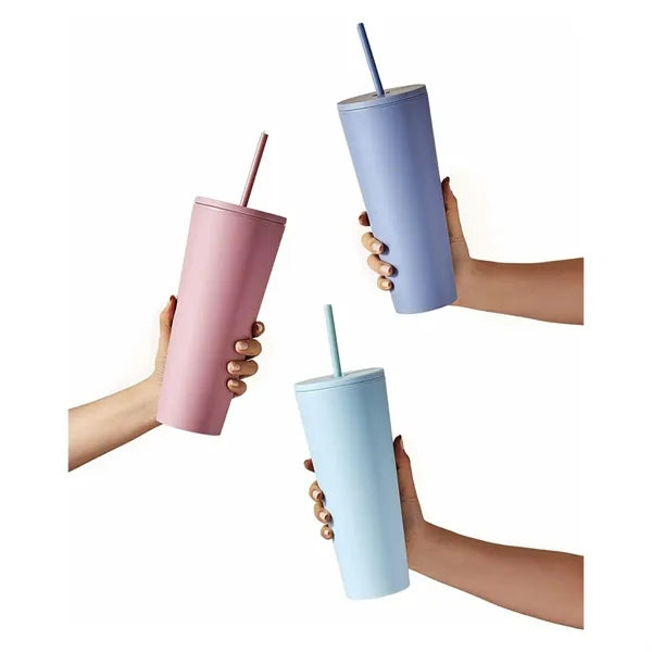 26OZ Plastic Tumbler Iced Cup With Straw