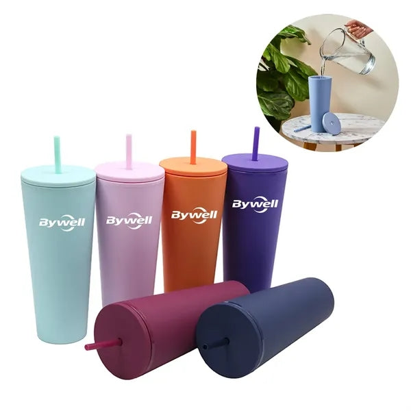 26OZ Plastic Tumbler Iced Cup With Straw