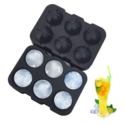 Ice Balls Tray Makes 4/6 Sphere Cube Mold W/ Lid