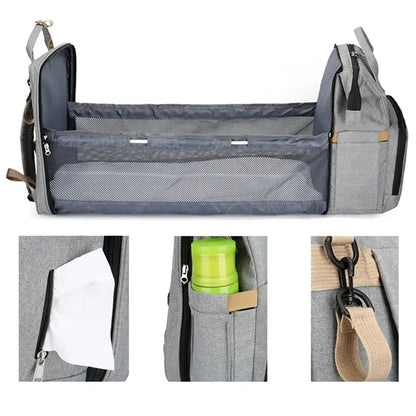 Diaper Bag Backpack Tote W/ Portable Changing  Pad&Station