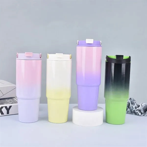 30Oz Travel Tumbler Mug With Lid And Straw