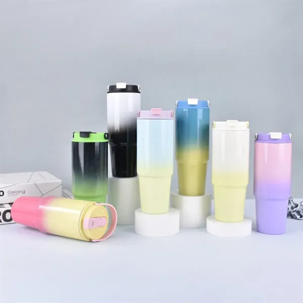 30Oz Travel Tumbler Mug With Lid And Straw