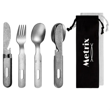 3 in 1 Camping Cutlery Set Stainless Steel