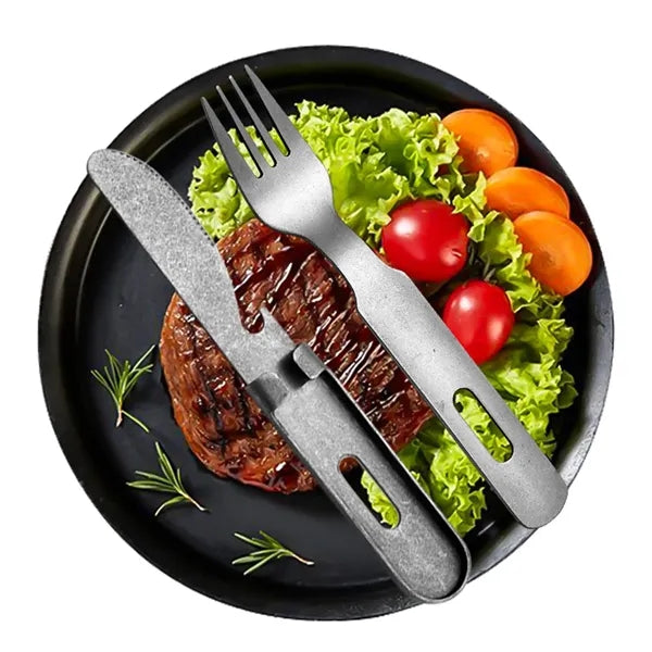 3 in 1 Camping Cutlery Set Stainless Steel