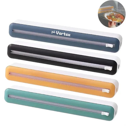 Refillable Plastic Wrap Dispenser with Slide Cutter