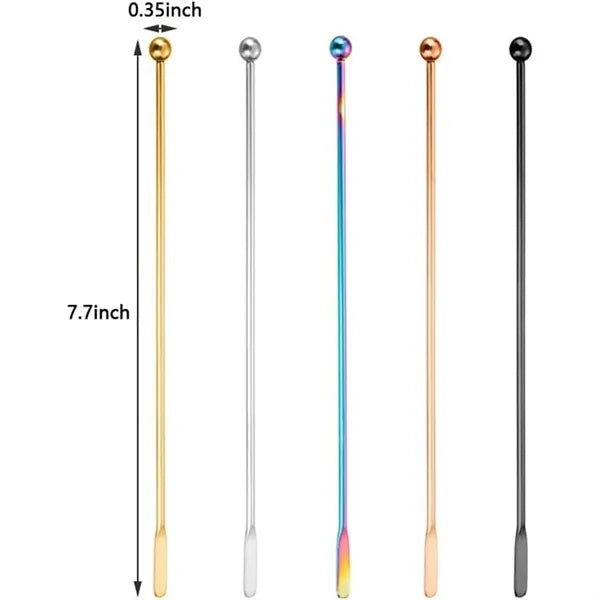 7.7 Inches Stainless Steel Cocktail Stirrers Swizzle Sticks