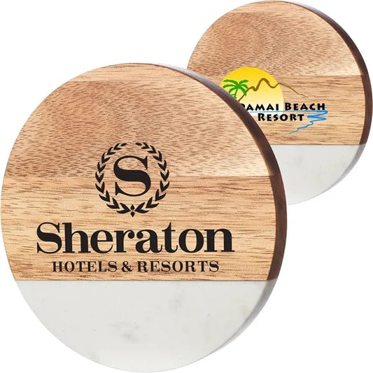 Bottle-opening Wooden and Marble Coaster