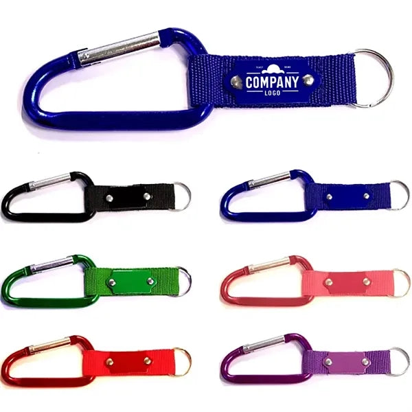 Carabiner With Strap And Metal Plate