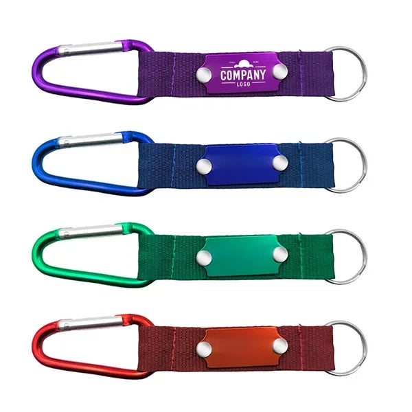 Carabiner With Strap And Metal Plate