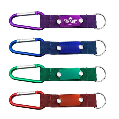 Carabiner With Strap And Metal Plate