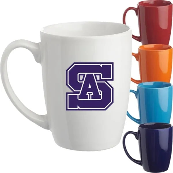 12 Oz Glossy Ceramic Mugs Curved Grip