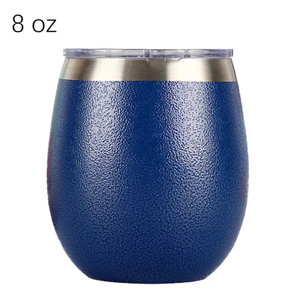 Stainless Steel Stemless Egg Wine Tumbler Cup With Lid