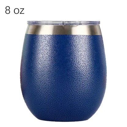 Stainless Steel Stemless Egg Wine Tumbler Cup With Lid