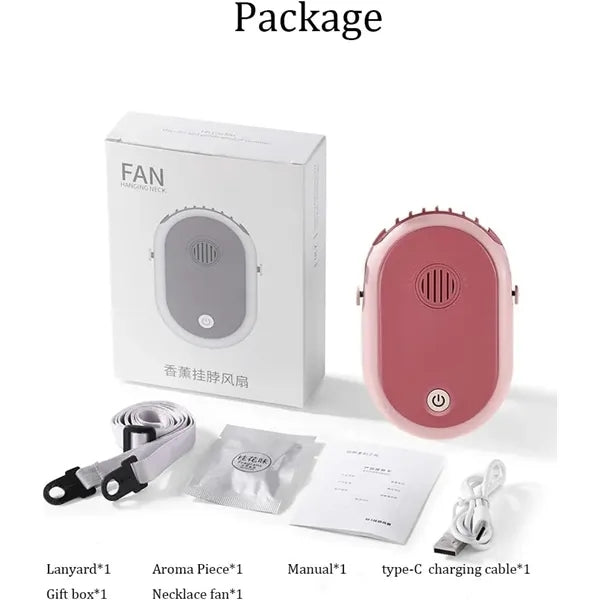 Hanging Neck Fan USB Charging Face Air Cooler Aromatherapy